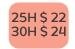 25H 22 30H 24